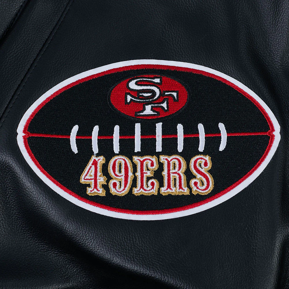 NFL SAN FRANCISCO 49ERS BEST OF MEN'S LEATHER VARSITY JACKET (BLACK/WHITE) - Image 19