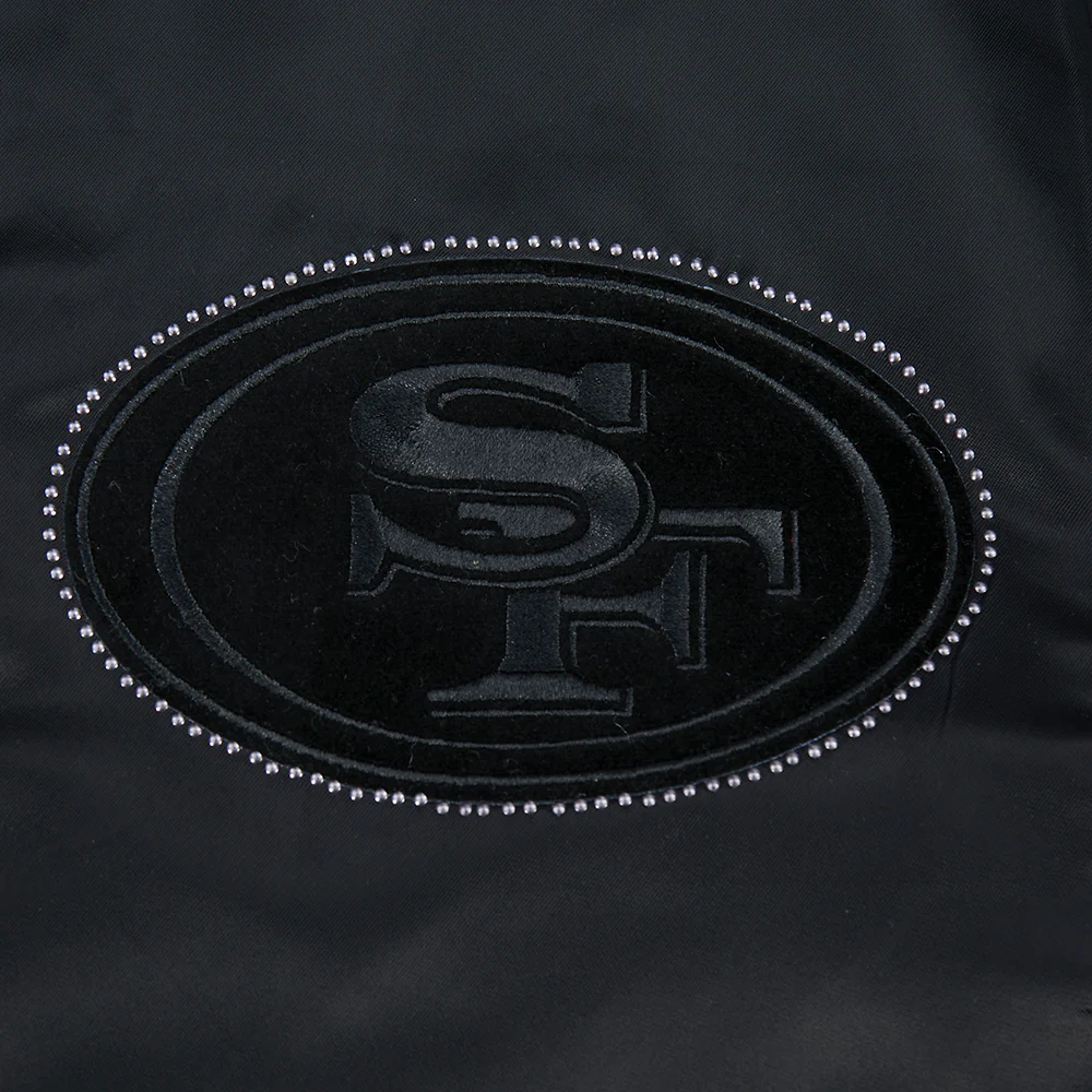 NFL SAN FRANCISCO 49ERS BLACKOUT MEN'S SATIN JACKET (BLACK) - Image 6