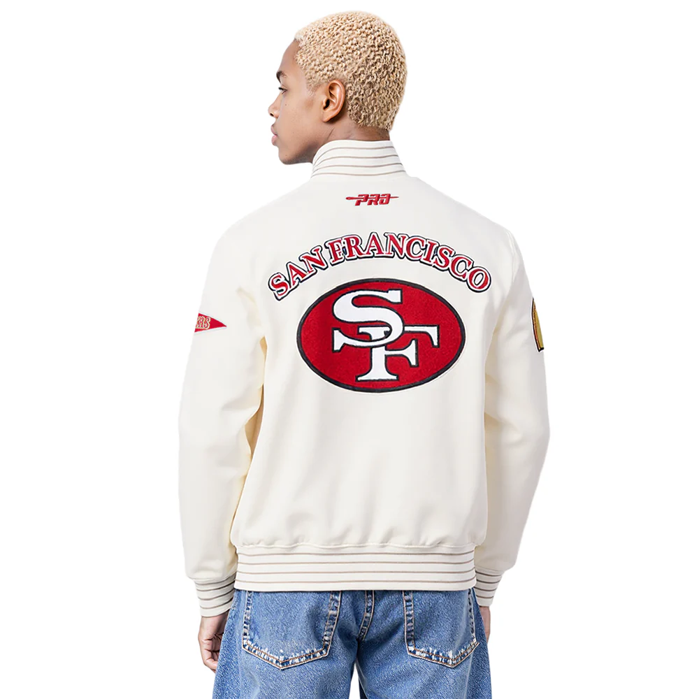 NFL SAN FRANCISCO 49ERS PRO GAME DAY RETRO JACKET (EGGSHELL/TAUPE/EGGSHELL) - Image 2