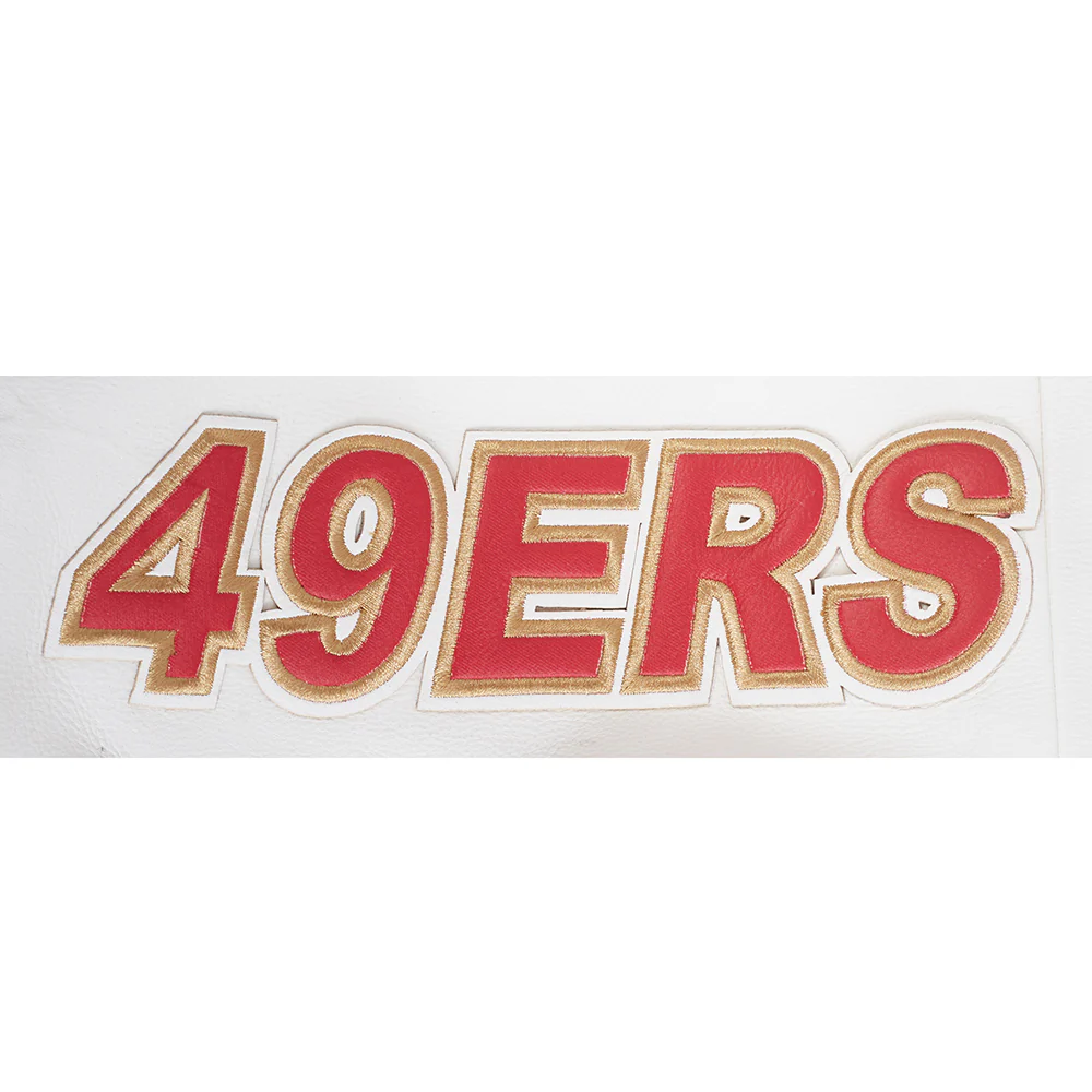 NFL SAN FRANCISCO 49ERS MEN'S MOTO JACKET (EGGSHELL/ RED) - Image 10
