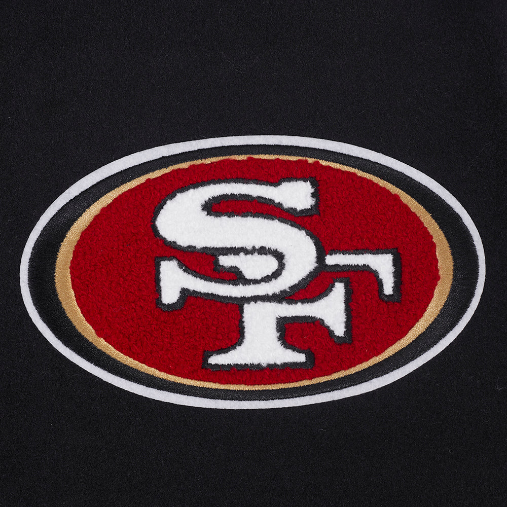 NFL SAN FRANCISCO 49ERS LETTERMAN MEN'S VARSITY JACKET (BLACK/WHITE) - Image 5