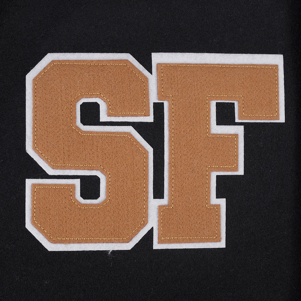 NFL SAN FRANCISCO 49ERS LETTERMAN MEN'S VARSITY JACKET (BLACK/WHITE) - Image 6