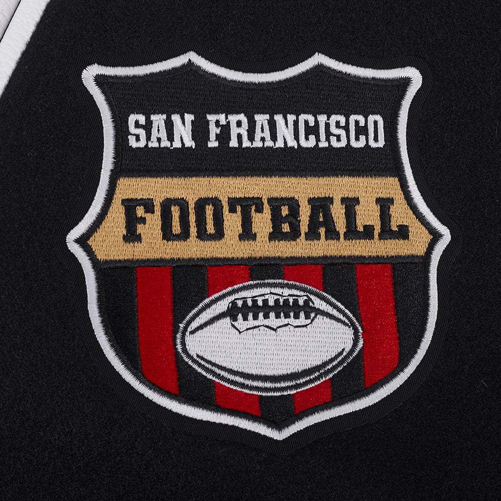 NFL SAN FRANCISCO 49ERS LETTERMAN MEN'S VARSITY JACKET (BLACK/WHITE) - Image 7