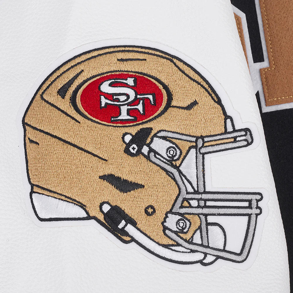 NFL SAN FRANCISCO 49ERS LETTERMAN MEN'S VARSITY JACKET (BLACK/WHITE) - Image 8