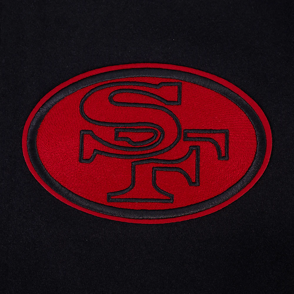 NFL SAN FRANCISCO 49ERS FIRST TEAM MEN'S VARSITY JACKET (JET BLACK) - Image 9