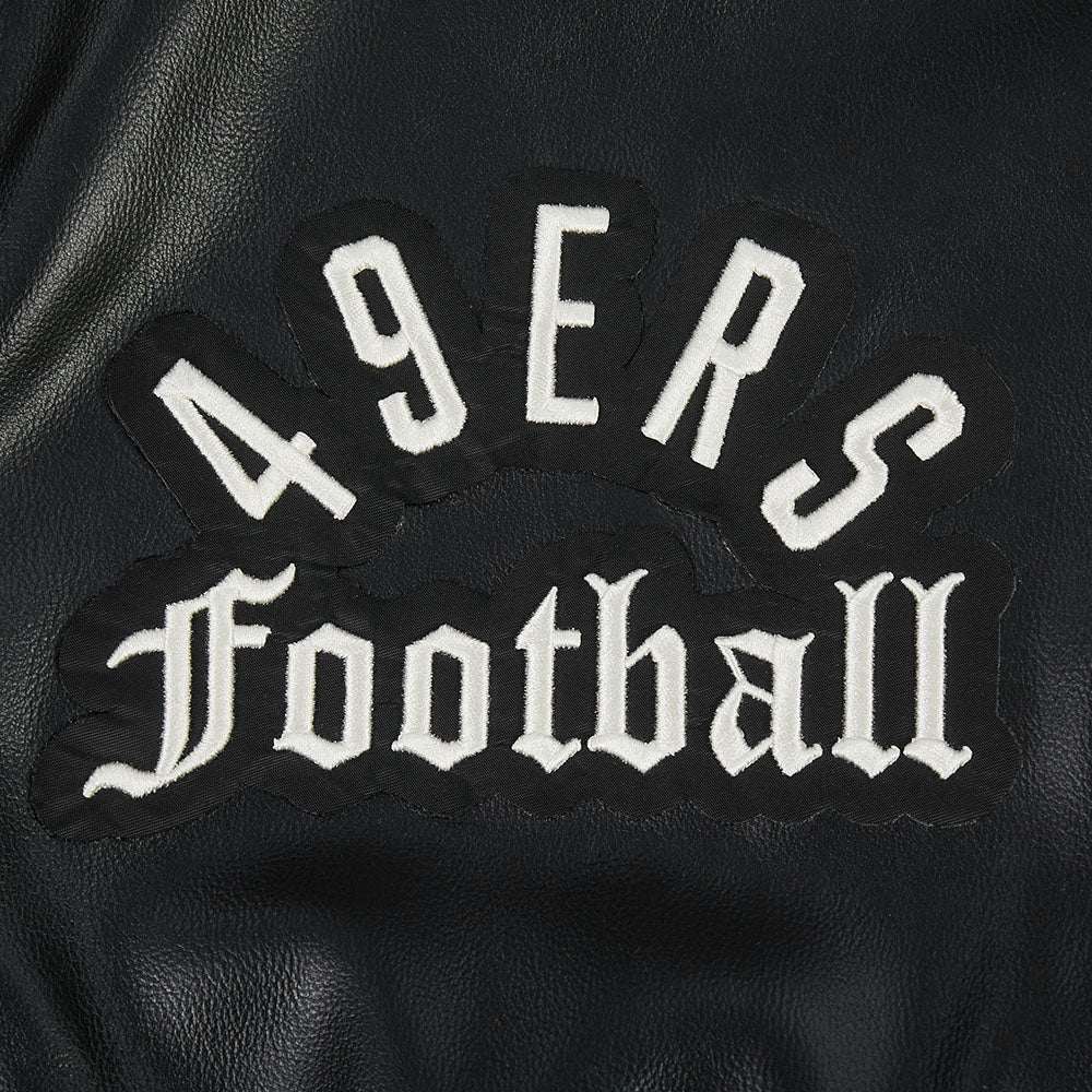 NFL SAN FRANCISCO 49ERS MODERN ORIGINALS MEN'S LEATHER VARSITY JACKET (JET BLACK) - Image 8