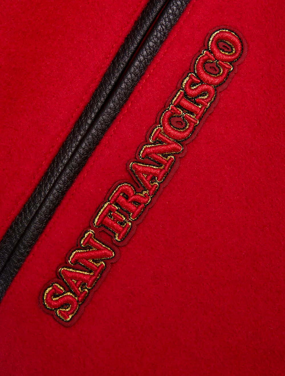NFL SAN FRANCISCO 49ERS RETRO CLASSIC MEN'S RIB WOOL VARSITY JACKET (RED/BLACK) - Image 12