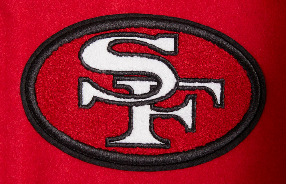NFL SAN FRANCISCO 49ERS RETRO CLASSIC MEN'S RIB WOOL VARSITY JACKET (RED/BLACK) - Image 14