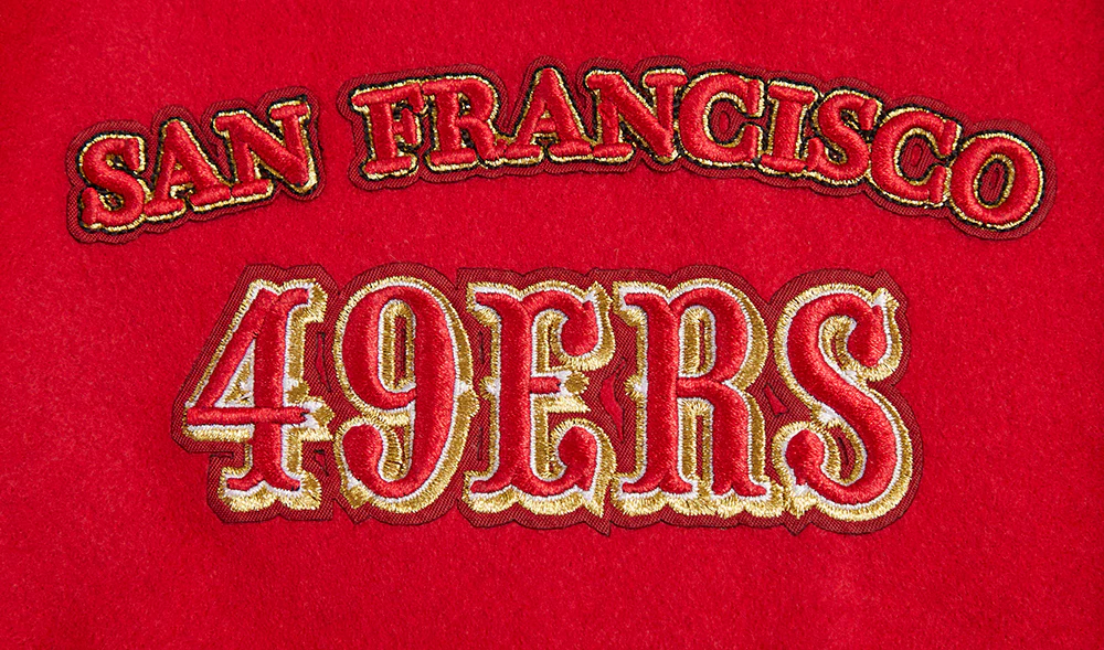NFL SAN FRANCISCO 49ERS RETRO CLASSIC MEN'S RIB WOOL VARSITY JACKET (RED/BLACK) - Image 17