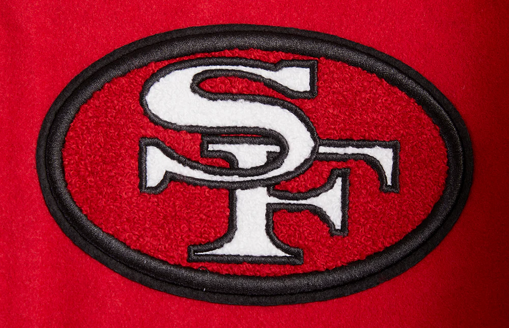 NFL SAN FRANCISCO 49ERS RETRO CLASSIC MEN'S RIB WOOL VARSITY JACKET (RED/BLACK) - Image 18