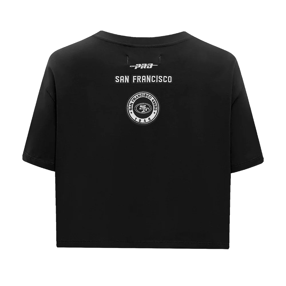 NFL SAN FRANCISCO 49ERS PEARLS WOMEN'S SINGLE JERSEY BOXY TEE (BLACK) - Image 3