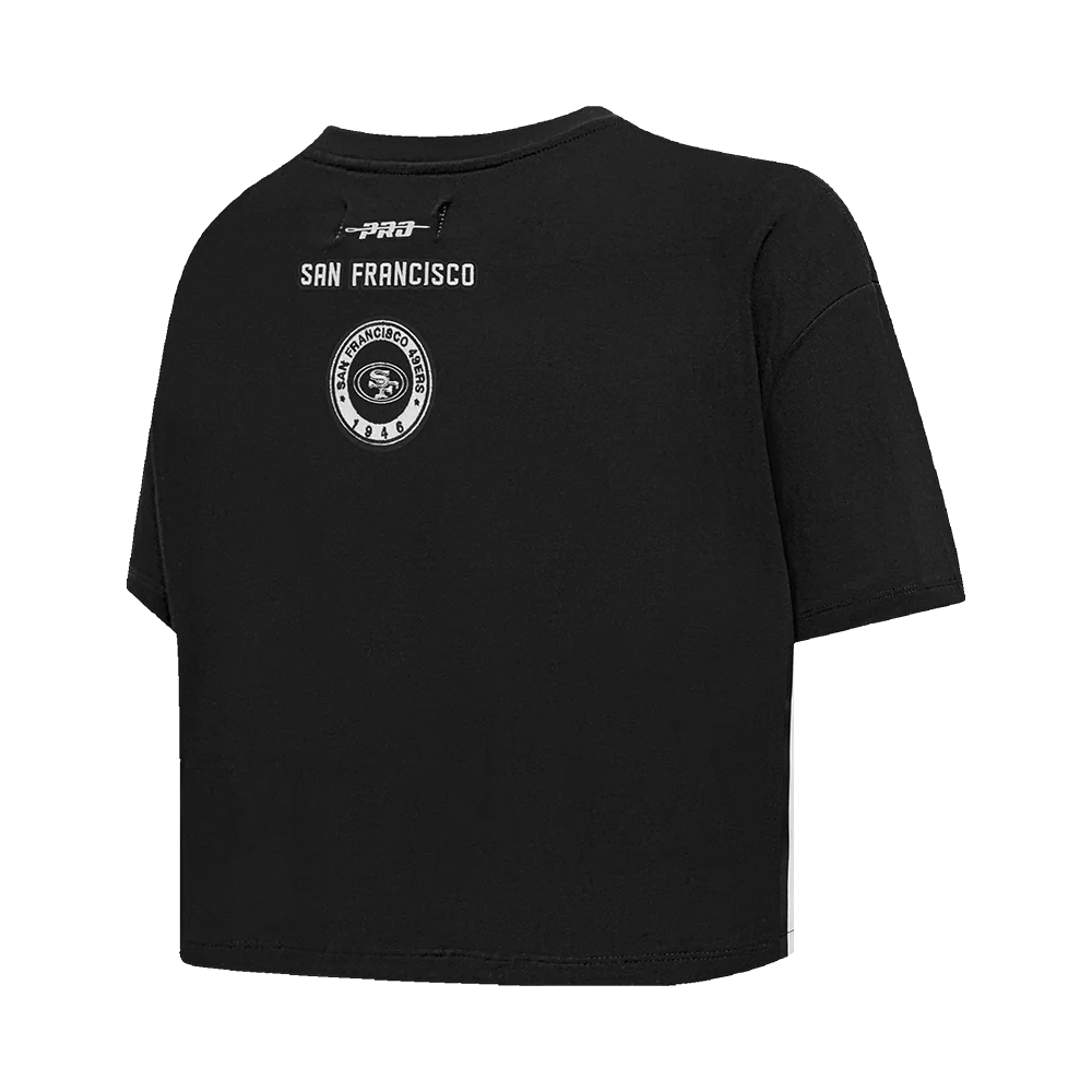 NFL SAN FRANCISCO 49ERS PEARLS WOMEN'S SINGLE JERSEY BOXY TEE (BLACK) - Image 4