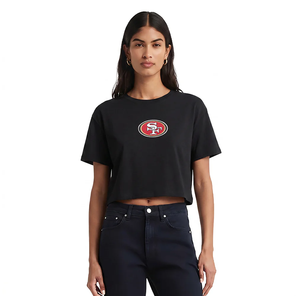 NFL SAN FRANCISCO 49ERS WINGSPAN WOMEN'S SINGLE JERSEY BOXY TEE (BLACK) - Image 2