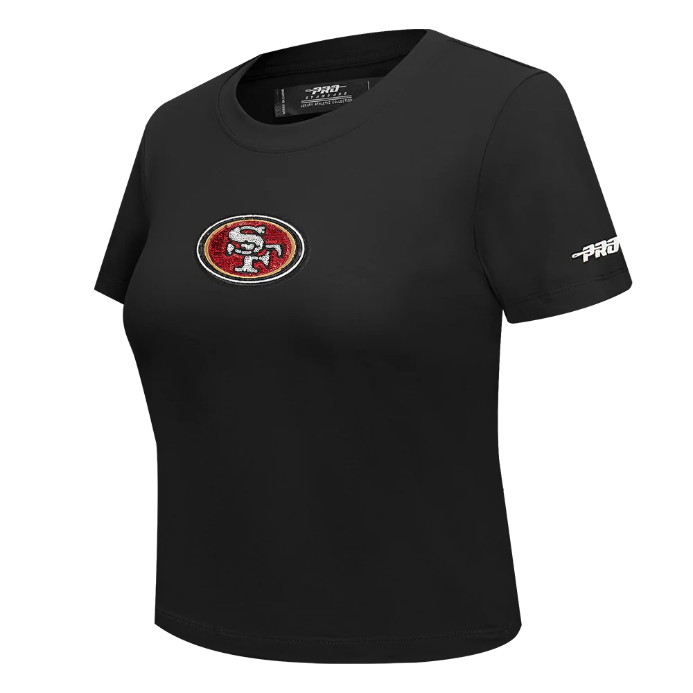 NFL SAN FRANCISCO 49ERS GAME DAY CLASSICS WOMEN'S SJ BABY DOLL TEE (BLACK) - Image 2