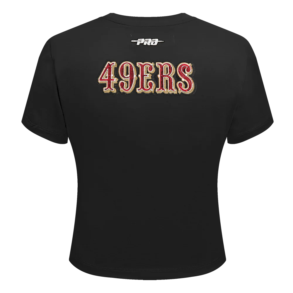 NFL SAN FRANCISCO 49ERS GAME DAY CLASSICS WOMEN'S SJ BABY DOLL TEE (BLACK) - Image 3
