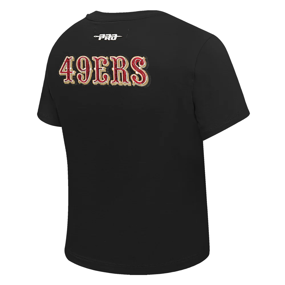 NFL SAN FRANCISCO 49ERS GAME DAY CLASSICS WOMEN'S SJ BABY DOLL TEE (BLACK) - Image 4