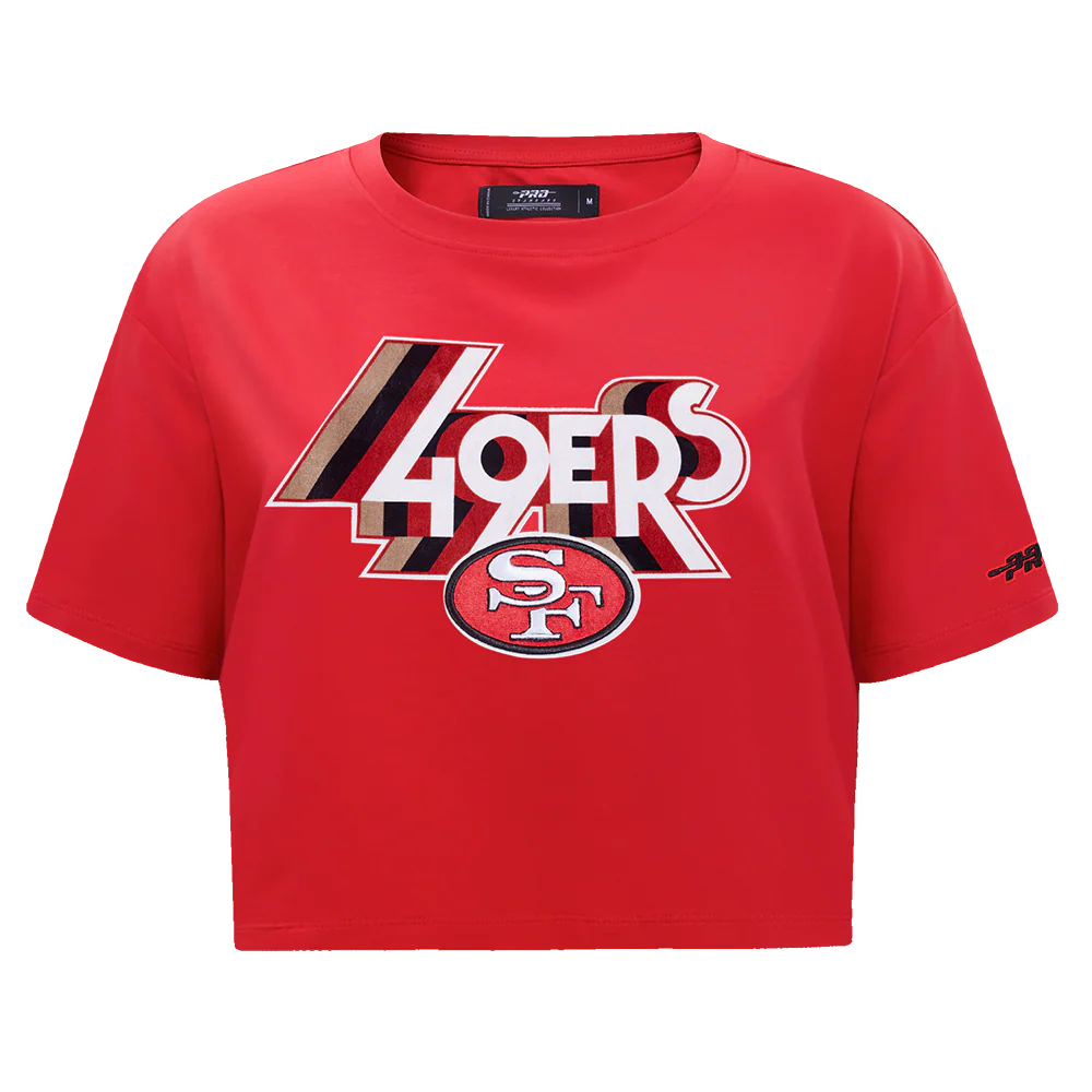 NFL SAN FRANCISCO 49ERS RETRO ELEVATION WOMEN'S SINGLE JERSEY BOXY TEE (RED)