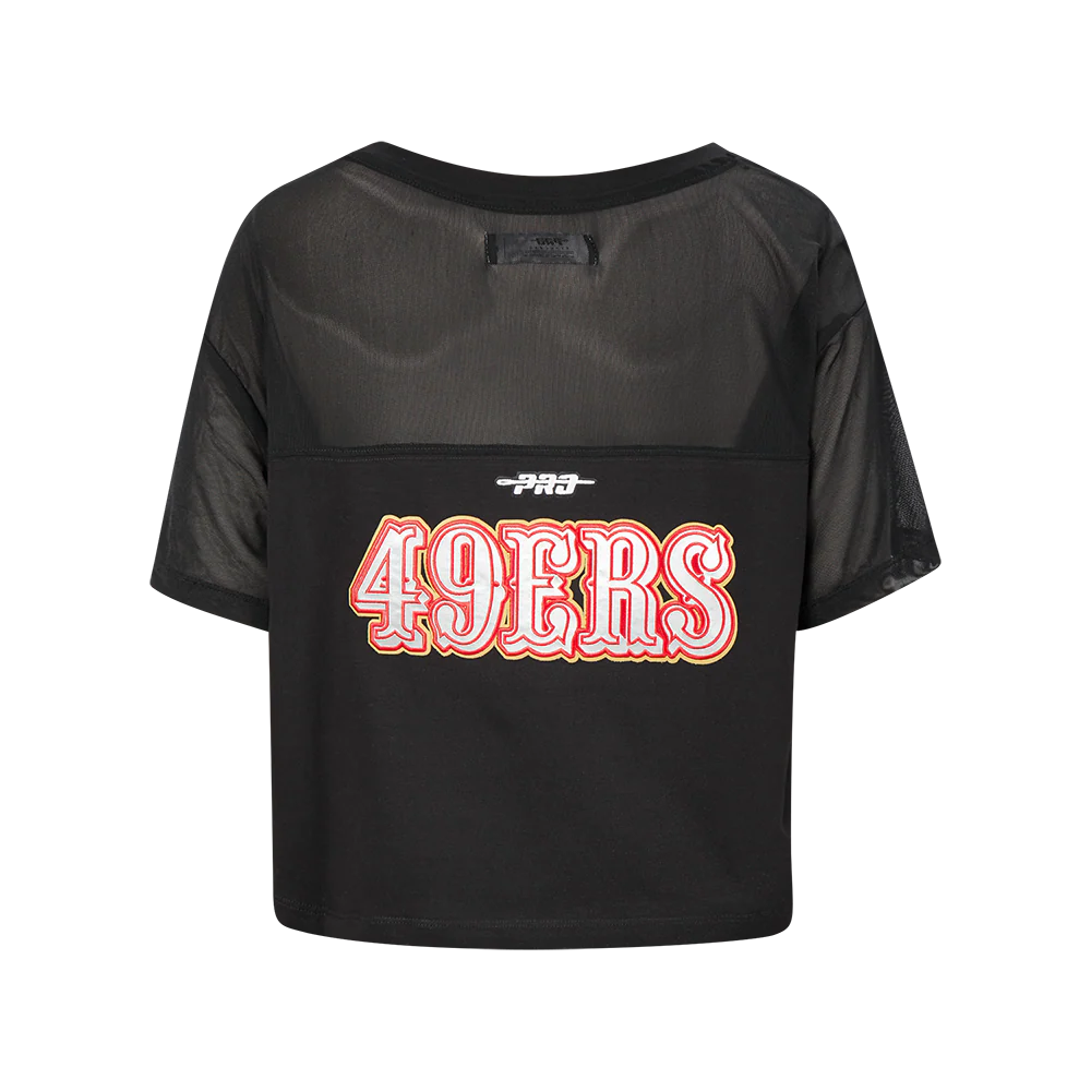 NFL SAN FRANCISCO 49ERS SHEER INFLUENCE WOMEN'S SHEER BOXY TEE (BLACK) - Image 3