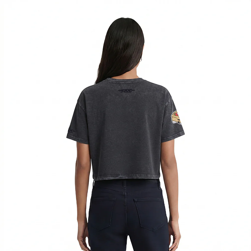 NFL SAN FRANCISCO 49ERS WASHED JEWELS WOMEN'S S/S BOXY TEE (WASHED BLACK) - Image 2