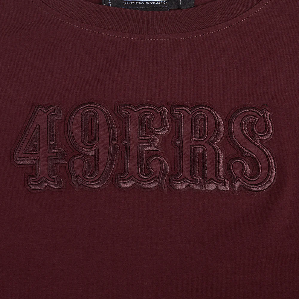 NFL SAN FRANCISCO 49ERS NEUTRAL SINGLE JERSEY BOXY TEE (WINE) - Image 6