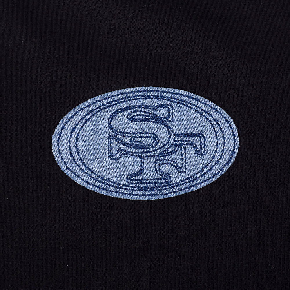 NFL SAN FRANCISCO 49ERS VARSITY BLUES WOMEN'S BOXY TEE (BLACK) - Image 5