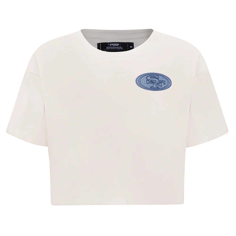 NFL SAN FRANCISCO 49ERS VARSITY BLUES WOMEN'S BOXY TEE (LINEN)