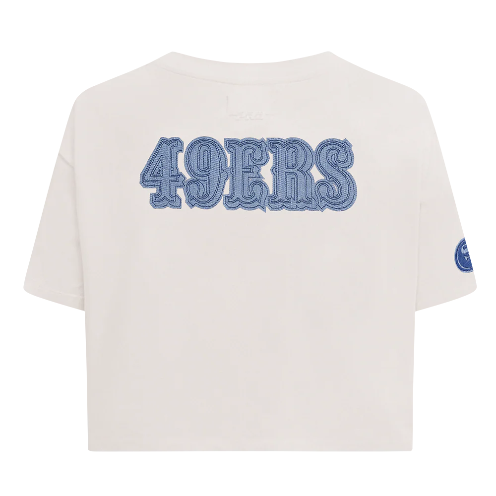NFL SAN FRANCISCO 49ERS VARSITY BLUES WOMEN'S BOXY TEE (LINEN) - Image 2