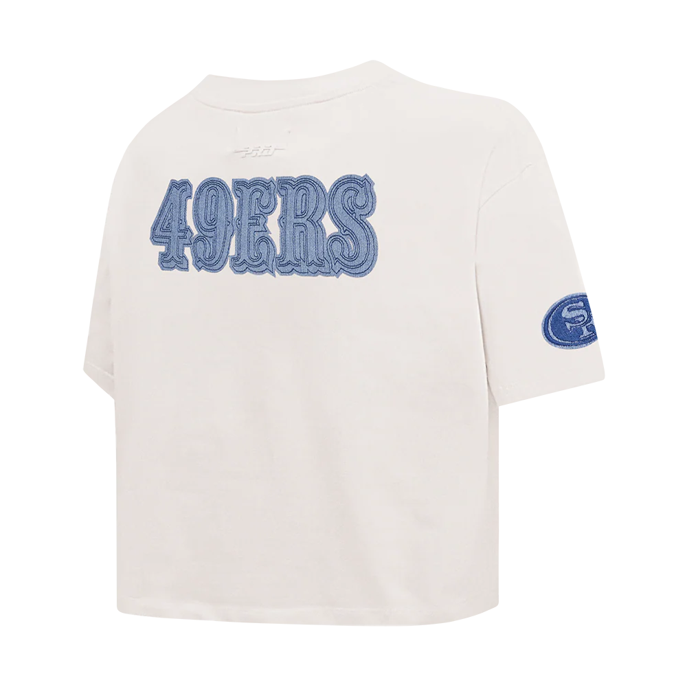 NFL SAN FRANCISCO 49ERS VARSITY BLUES WOMEN'S BOXY TEE (LINEN) - Image 3
