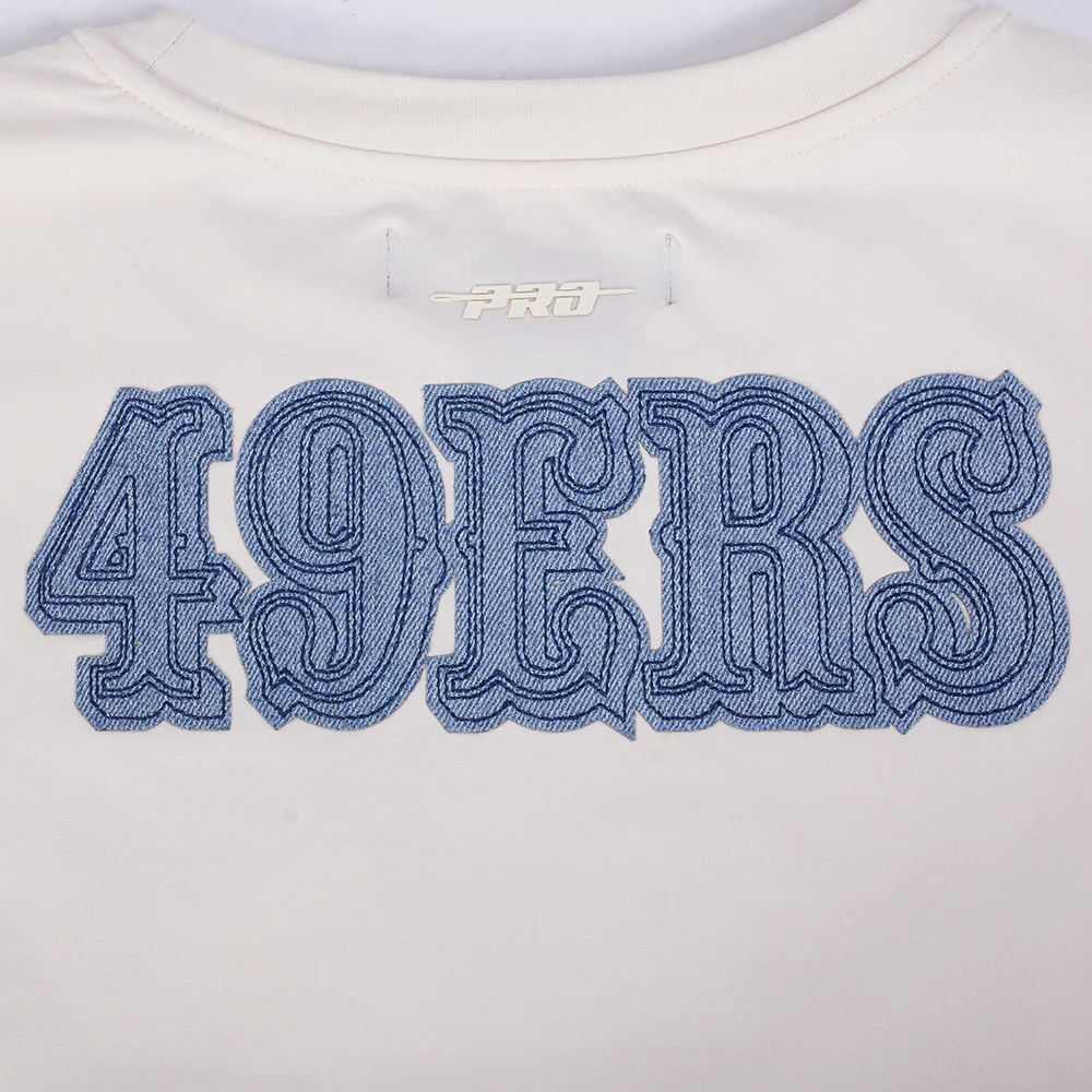 NFL SAN FRANCISCO 49ERS VARSITY BLUES WOMEN'S BOXY TEE (LINEN) - Image 5