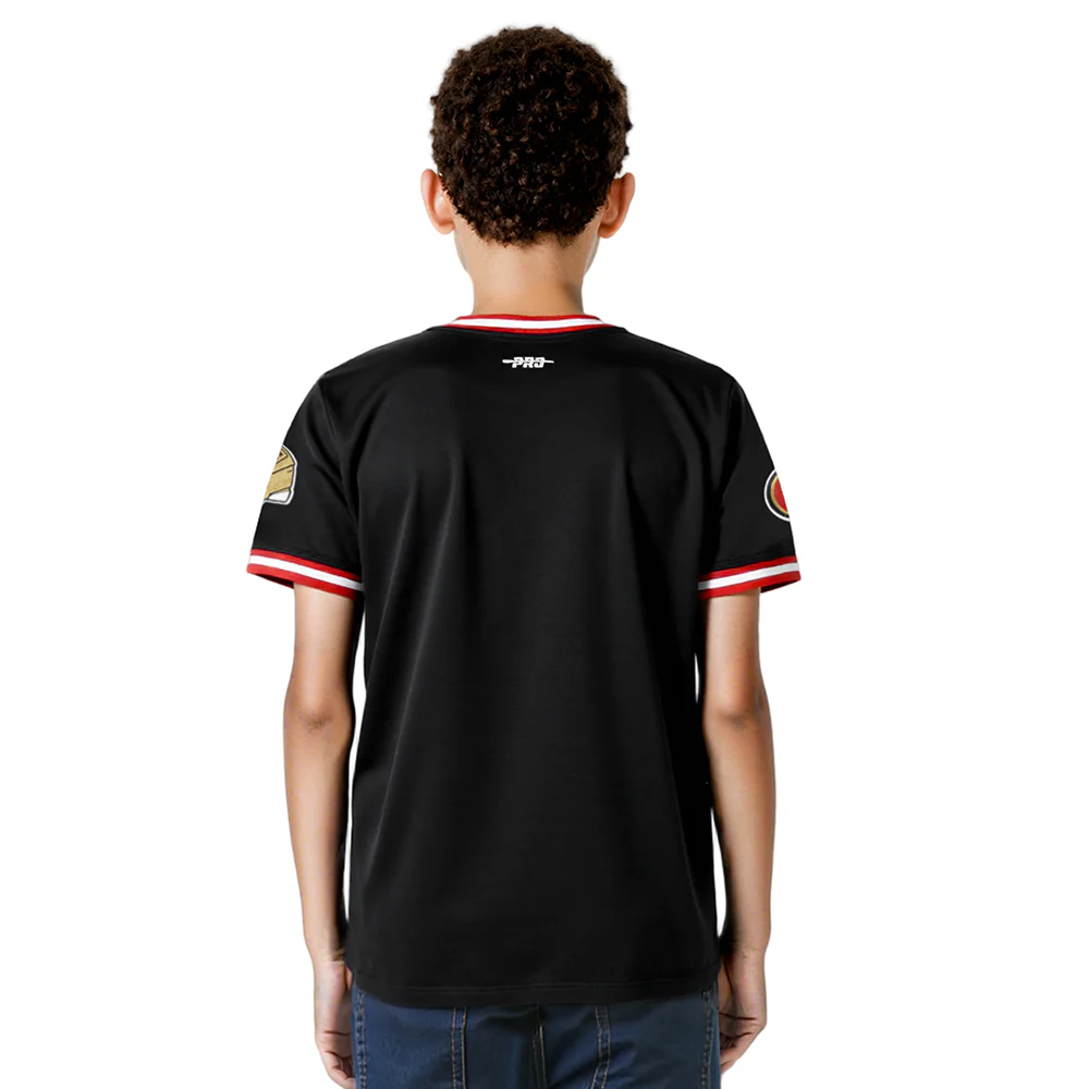 NFL SAN FRANCISCO 49ERS CLASSIC BIG BOYS SHORT SLEEVE STRIPED RIB TEE (BLACK/RED) - Image 10