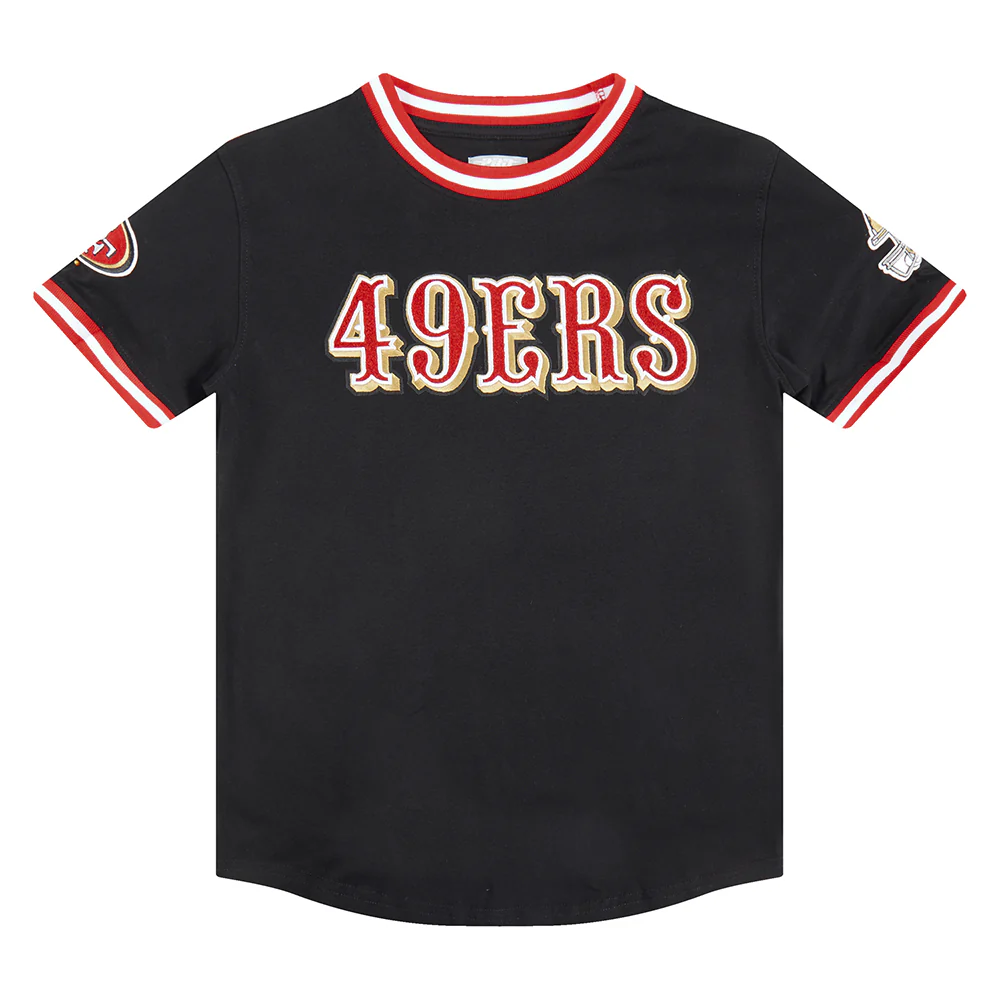 NFL SAN FRANCISCO 49ERS CLASSIC BIG BOYS SHORT SLEEVE STRIPED RIB TEE (BLACK/RED) - Image 3