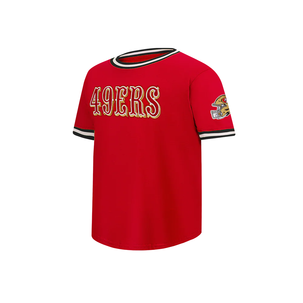 NFL SAN FRANCISCO 49ERS CLASSIC BIG BOYS SHORT SLEEVE STRIPED RIB TEE (RED/BLACK) - Image 10