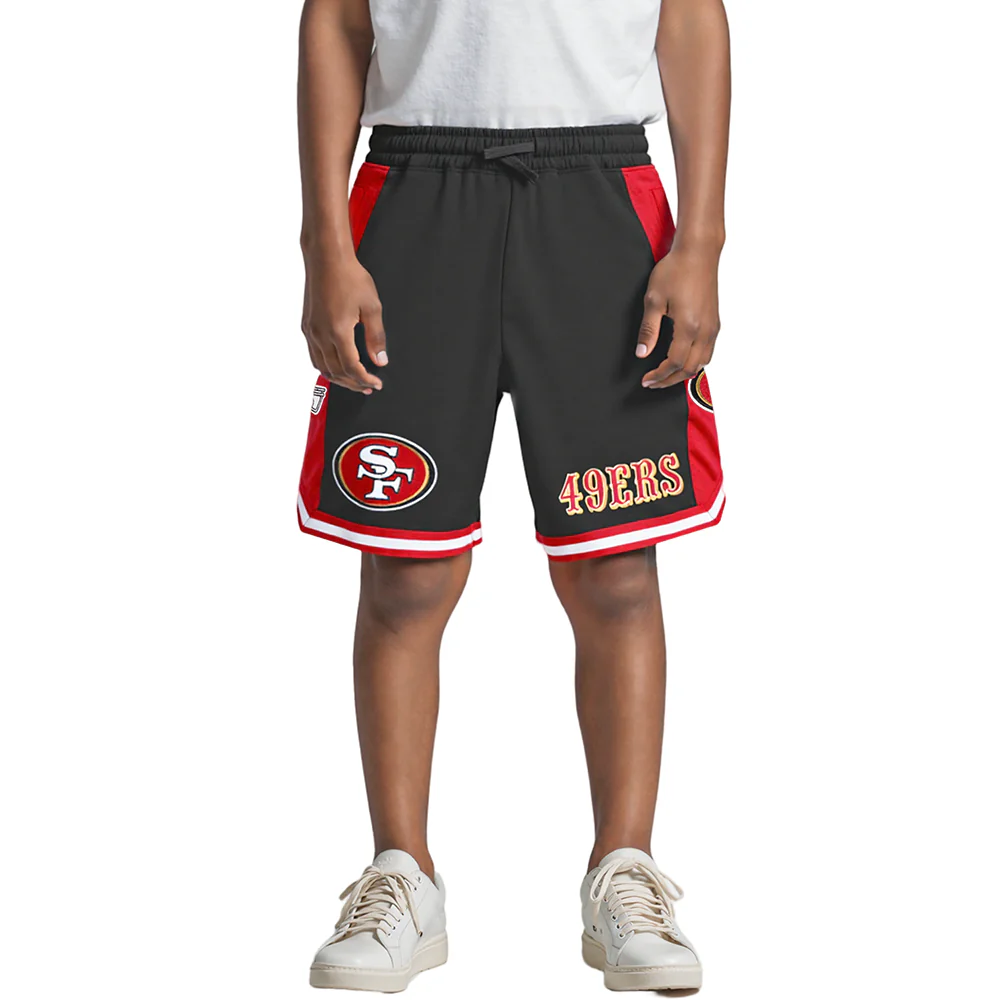 NFL SAN FRANCISCO 49ERS CLASSIC BIG BOYS FLEECE 2.0 SHORT (BLACK/RED)