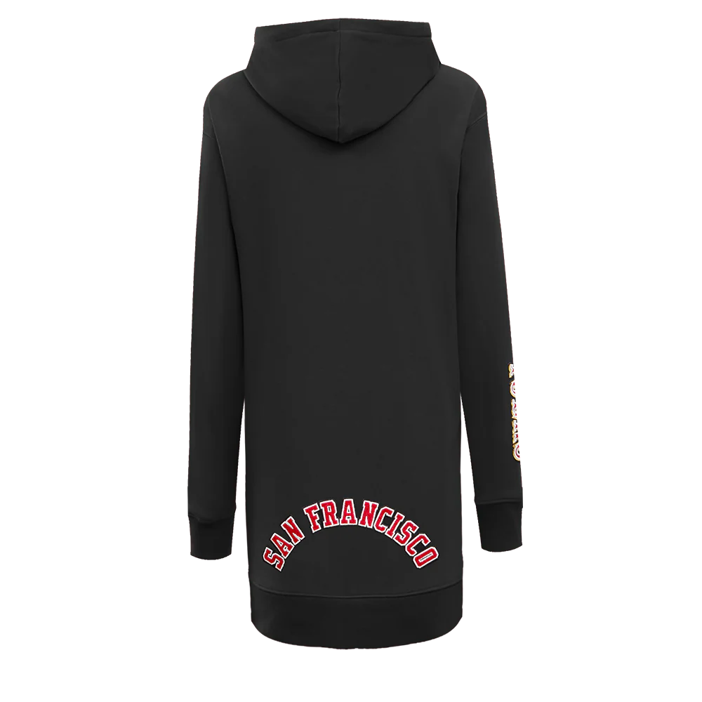 NFL SAN FRANCISCO 49ERS CLASSIC FLEECE HOODIE DRESS (BLACK) - Image 4