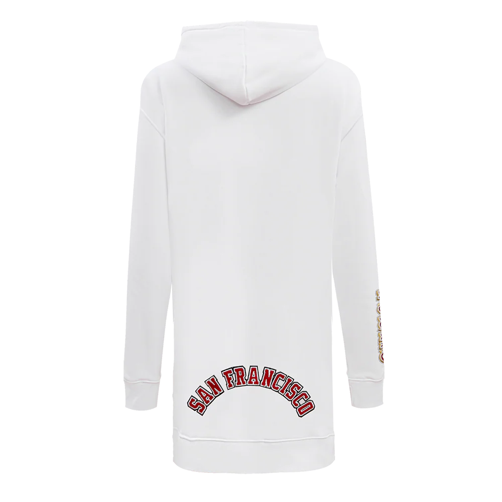 NFL SAN FRANCISCO 49ERS CLASSIC FLEECE HOODIE DRESS (WHITE) - Image 4