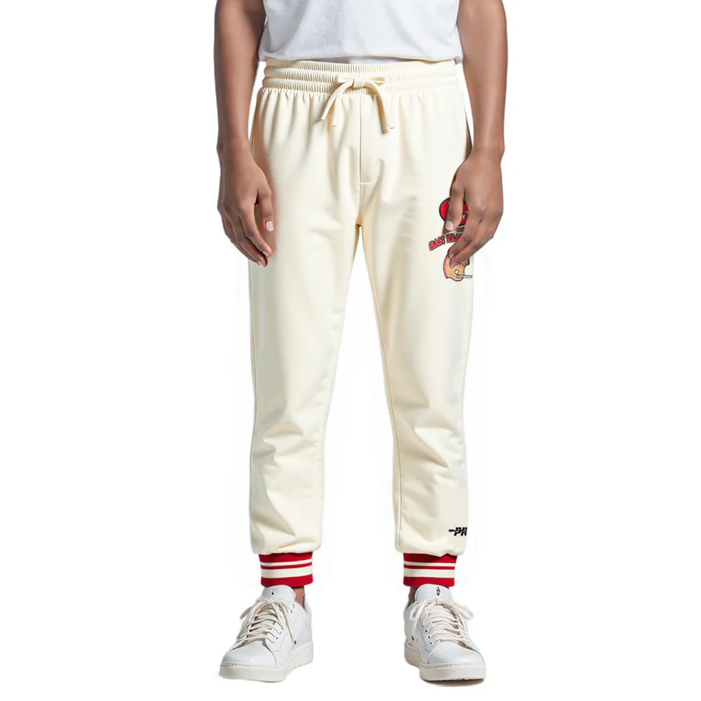 NFL SAN FRANCISCO 49ERS RETRO CLASSIC BIG BOYS RIB FLC SWEATPANT (EGGSHELL/ RED)