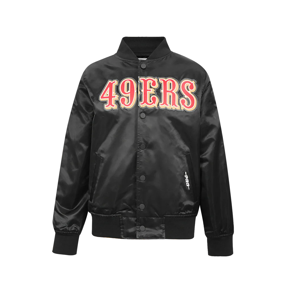 NFL SAN FRANCISCO 49ERS CLASSIC BIG BOYS SATIN JACKET (BLACK) - Image 3