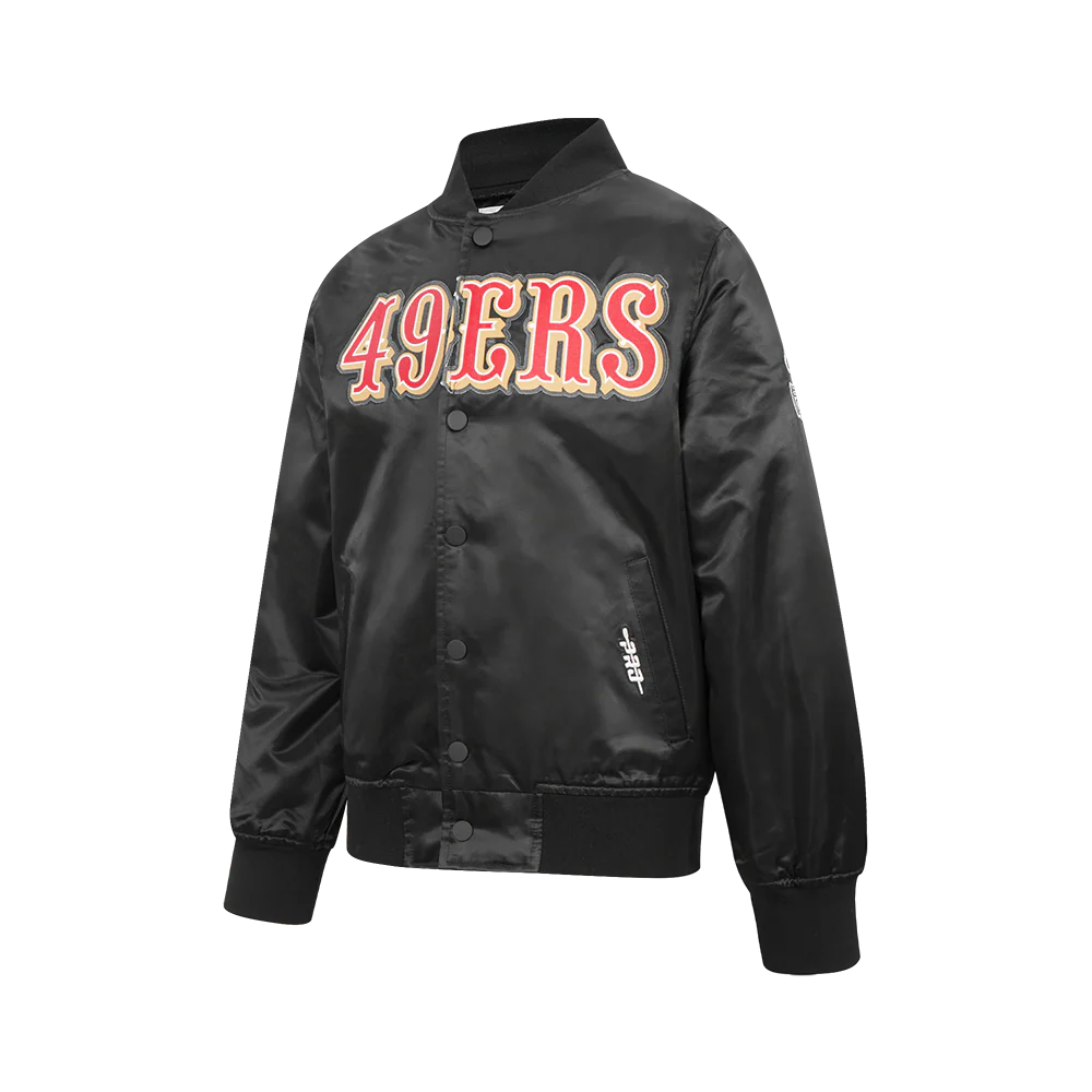 NFL SAN FRANCISCO 49ERS CLASSIC BIG BOYS SATIN JACKET (BLACK) - Image 4