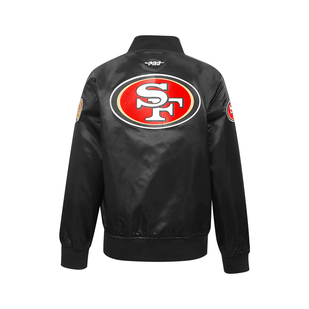 NFL SAN FRANCISCO 49ERS CLASSIC BIG BOYS SATIN JACKET (BLACK) - Image 5