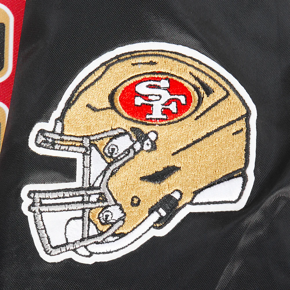 NFL SAN FRANCISCO 49ERS CLASSIC BIG BOYS SATIN JACKET (BLACK) - Image 7