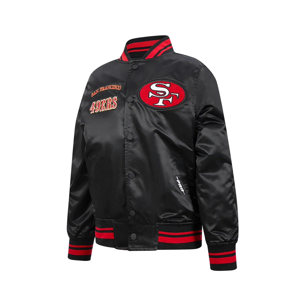 NFL SAN FRANCISCO 49ERS RETRO CLASSIC BIG BOYS RIB SATIN JACKET (BLACK/RED/BLACK) - Image 2