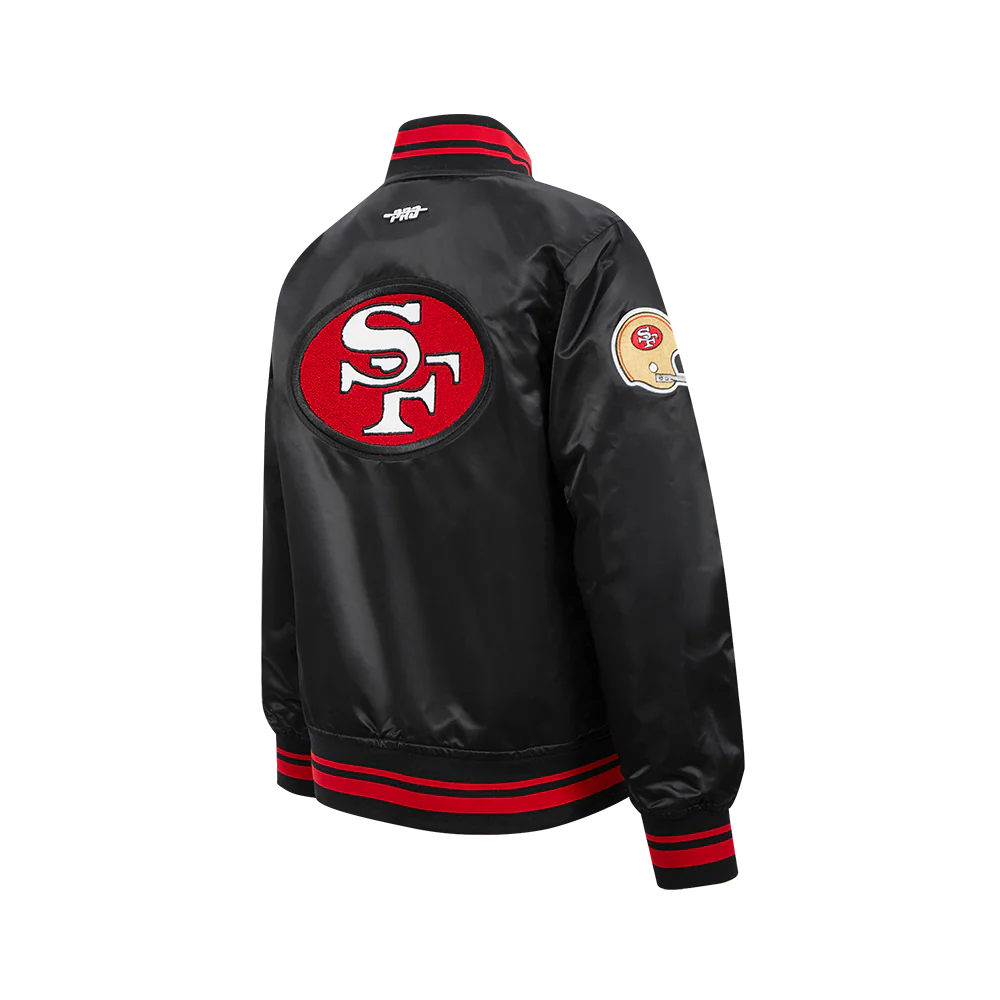 NFL SAN FRANCISCO 49ERS RETRO CLASSIC BIG BOYS RIB SATIN JACKET (BLACK/RED/BLACK) - Image 4