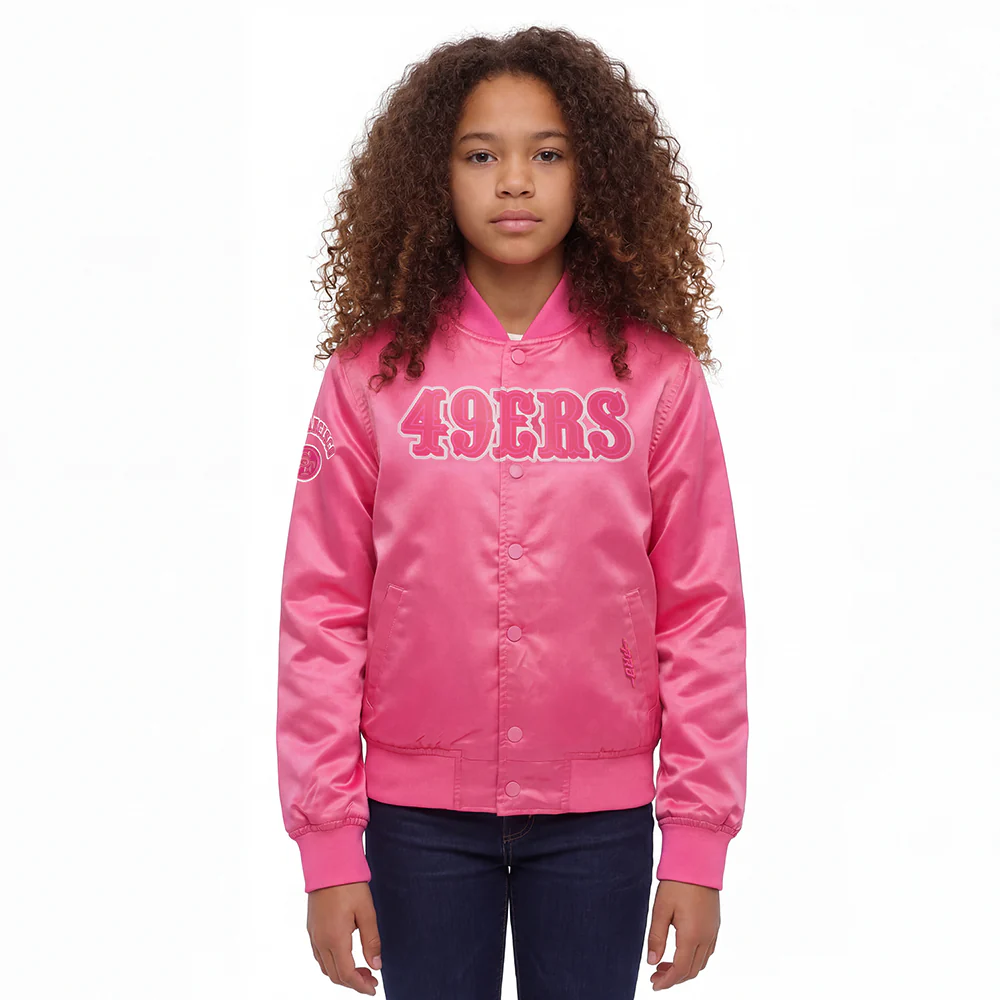 NFL SAN FRANCISCO 49ERS TRIPLE PINK BIG GIRLS  SATIN JACKET (BEETROOT PURPLE)