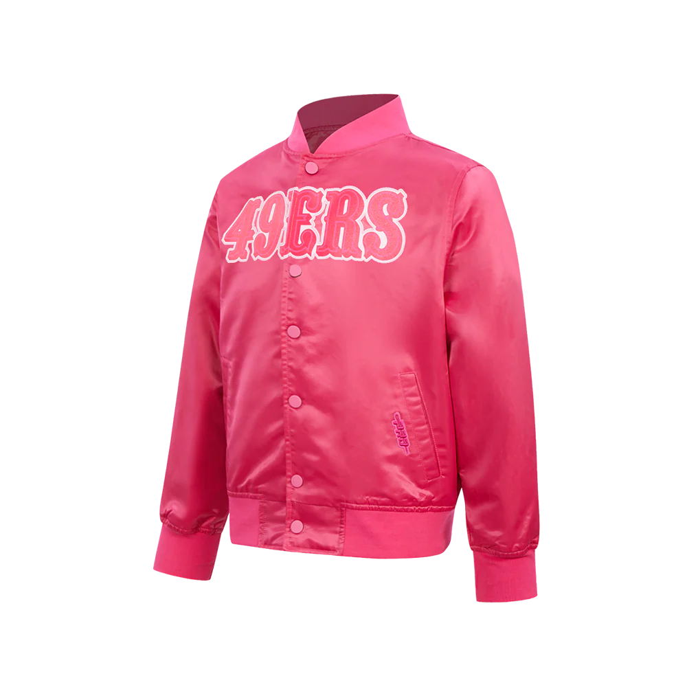 NFL SAN FRANCISCO 49ERS TRIPLE PINK BIG GIRLS  SATIN JACKET (BEETROOT PURPLE) - Image 4