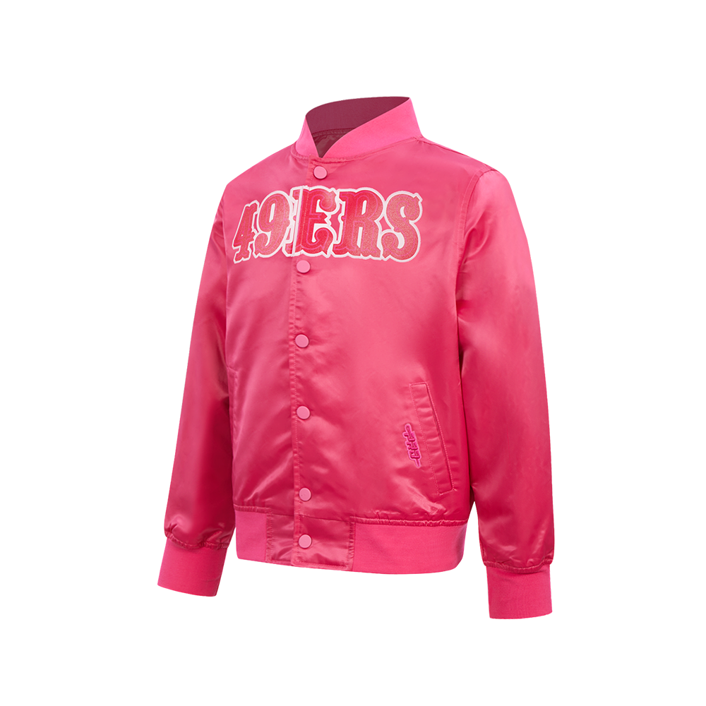 NFL SAN FRANCISCO 49ERS TRIPLE PINK BIG GIRLS  SATIN JACKET (BEETROOT PURPLE) - Image 5