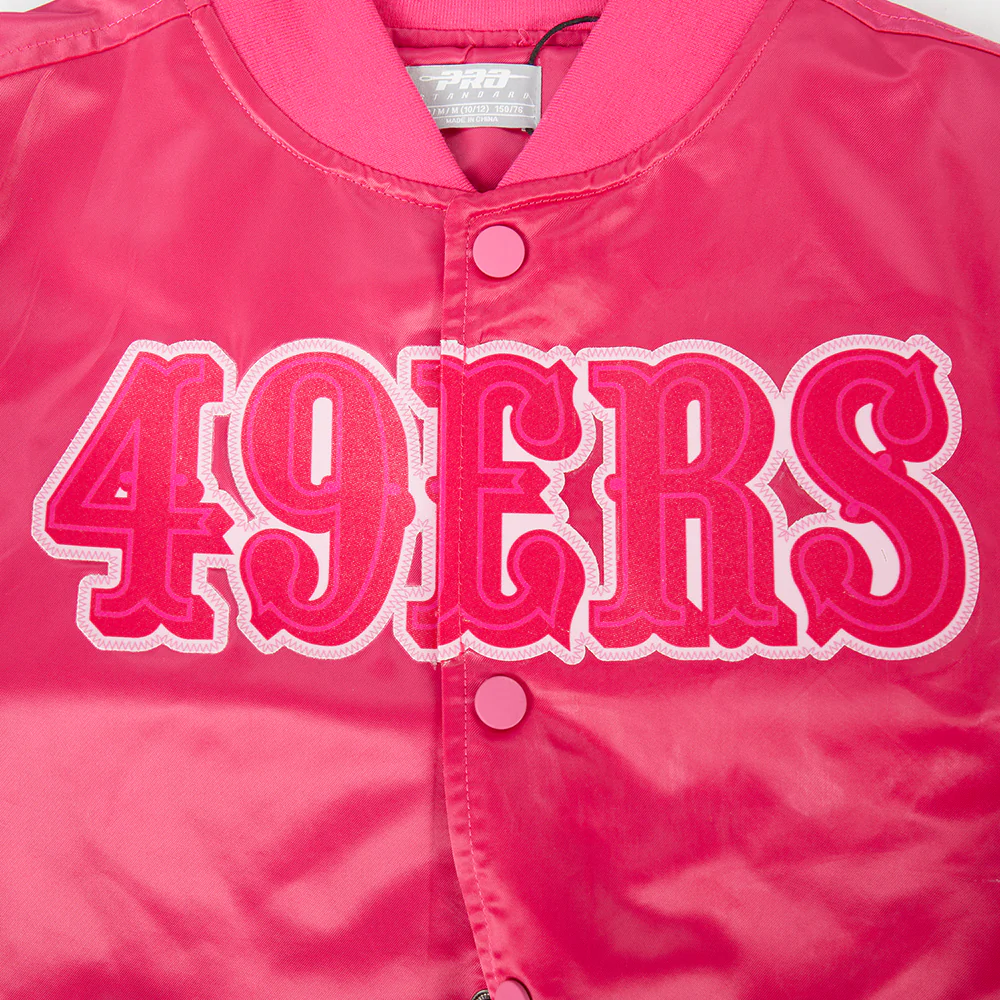 NFL SAN FRANCISCO 49ERS TRIPLE PINK BIG GIRLS  SATIN JACKET (BEETROOT PURPLE) - Image 7