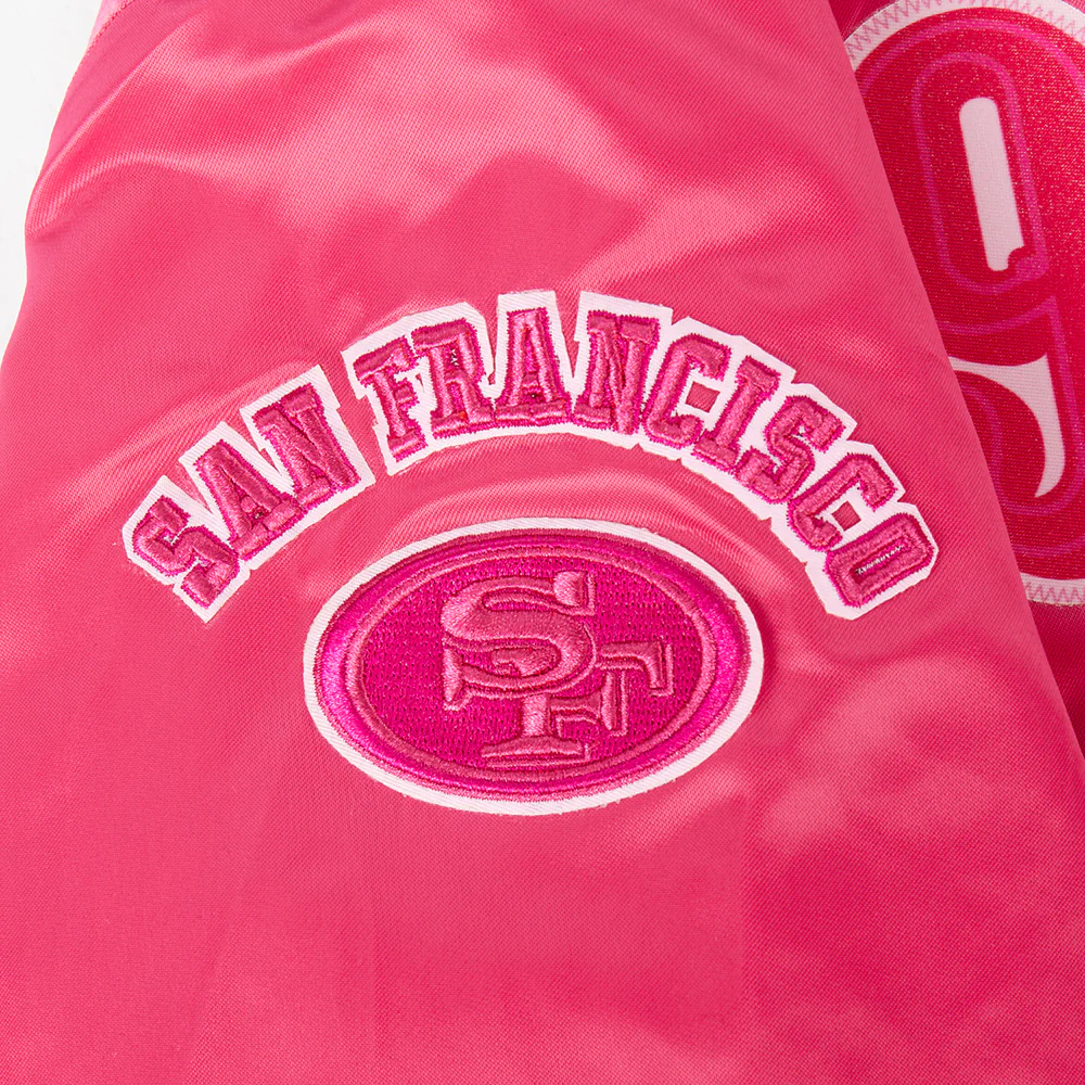 NFL SAN FRANCISCO 49ERS TRIPLE PINK BIG GIRLS  SATIN JACKET (BEETROOT PURPLE) - Image 8