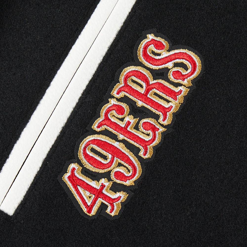 NFL SAN FRANCISCO 49ERS CLASSIC BIG BOYS WOOL VARSITY JACKET (BLACK/WHITE) - Image 8