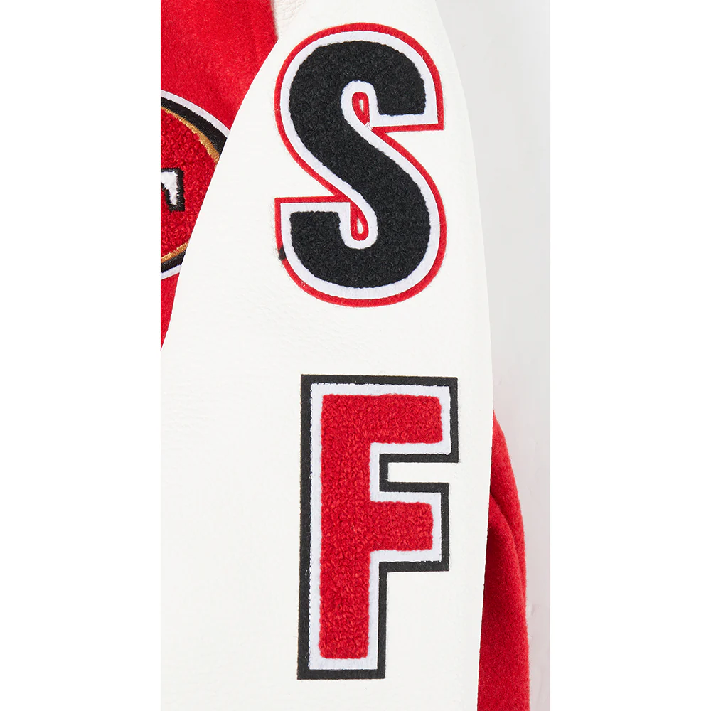 NFL SAN FRANCISCO 49ERS CLASSIC BIG BOYS WOOL VARSITY JACKET (RED/WHITE) - Image 9