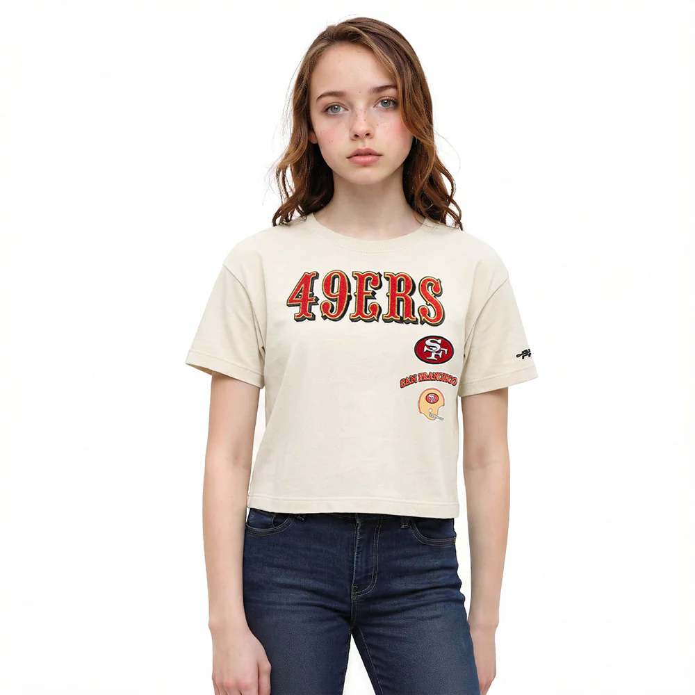 NFL SAN FRANCISCO 49ERS RETRO CLASSICS BIG GIRL'S SS BOXY TEE (EGGSHELL)